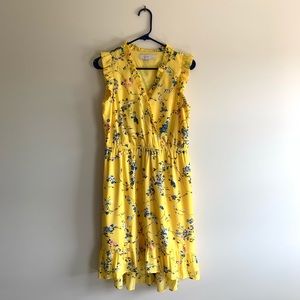 The Loft NWOT yellow high low v-neck dress